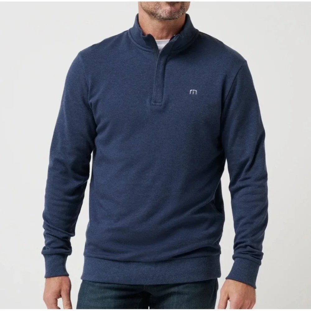 Travis Mathew Cloud Quarter Zip 2.0 Men XL Navy Blue Fleece Pullover Golf Sporty